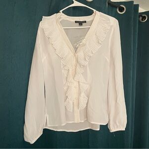 Boston Proper Ivory Pleated Blouse